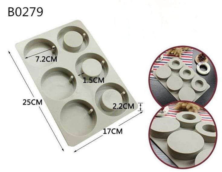 Lyba moulds Round Ring Disc Tablet Aromatherapy Silicone Mould, 6 Cavities - Bakeware India
