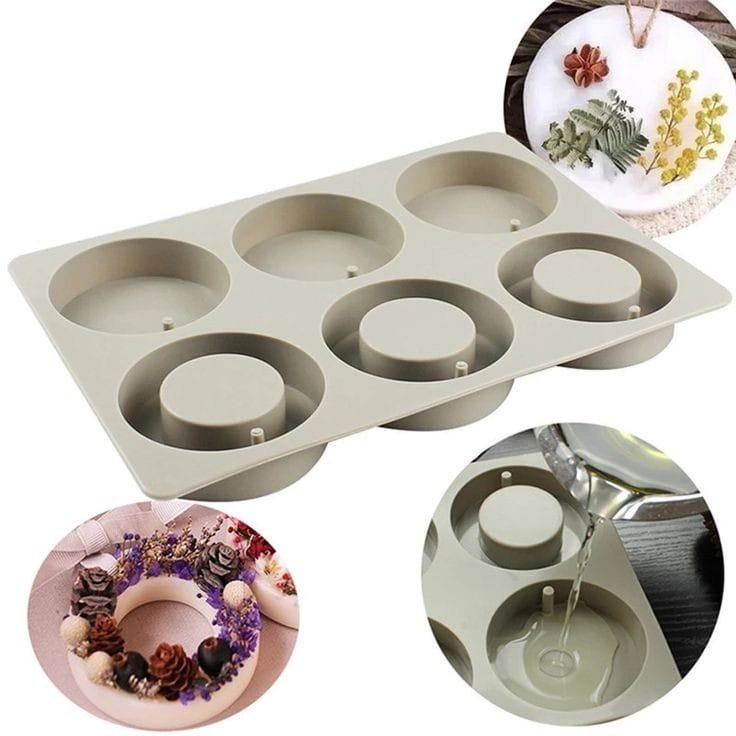 Lyba moulds Round Ring Disc Tablet Aromatherapy Silicone Mould, 6 Cavities - Bakeware India