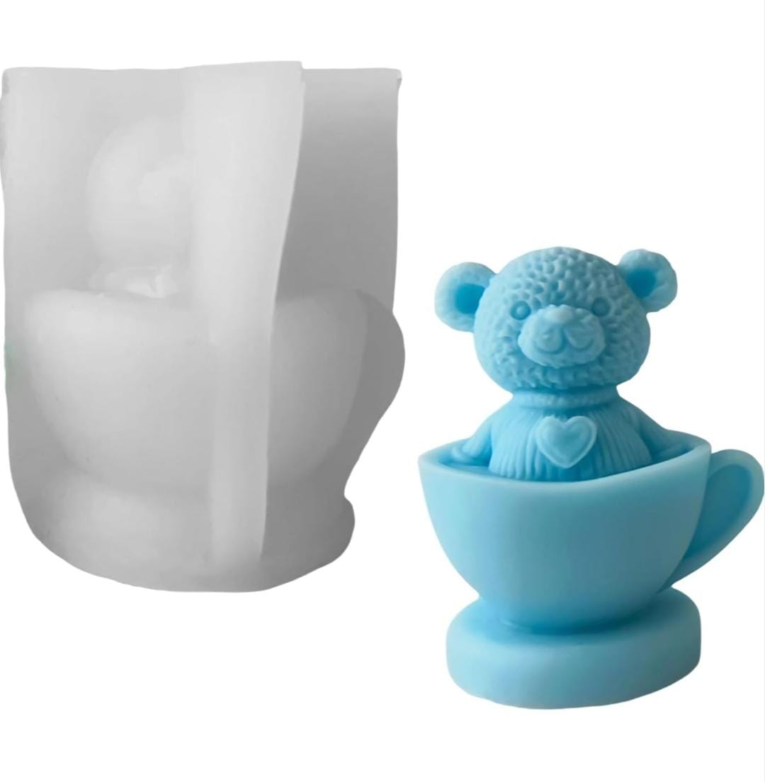 Lyba moulds Teddy Bear Teacup Candle Silicone Mould - Bakeware India