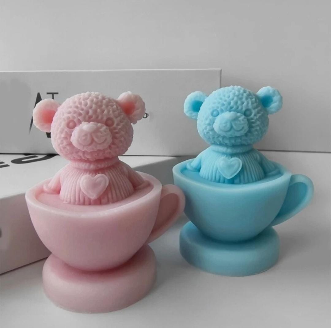 Lyba moulds Teddy Bear Teacup Candle Silicone Mould - Bakeware India