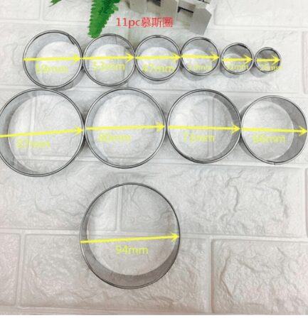 12 Pcs-Set Round Shape Stainless Steel Mousse Cake Ring Cutter