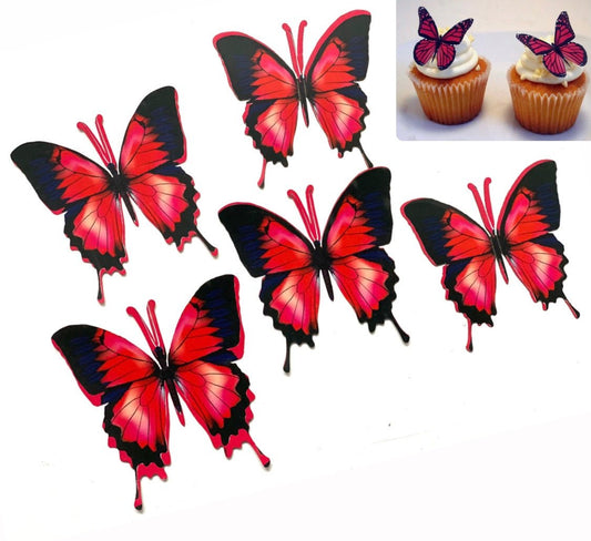 Bakewareind 3D Double Side Printed Butterfly topper, Red freeshipping - Bakewareindia