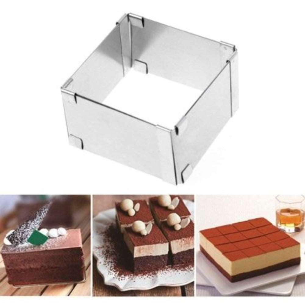 Bakewareind Adjustable Cake Ring With Clip,Square - Bakewareindia