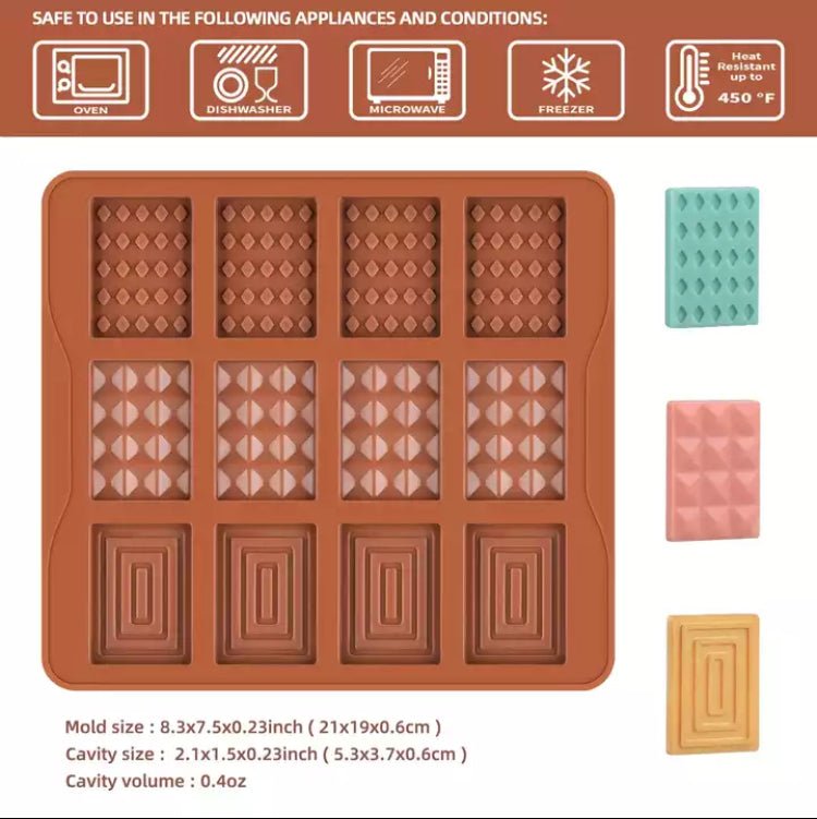 Bakewareind Assorted Chocolate Bar Silicone Mould - Bakewareindia