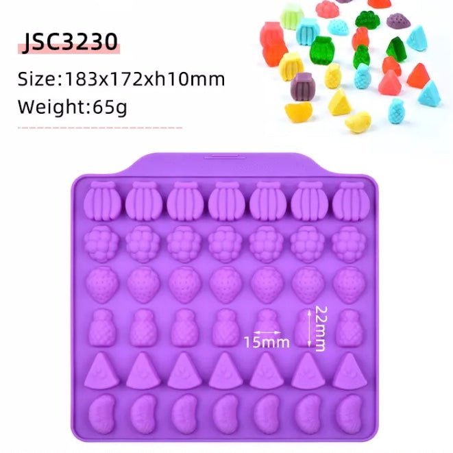 Bakewareind Assorted Fruit Chocolate Cake Silicone Mould , 42 Cavity - Bakewareindia