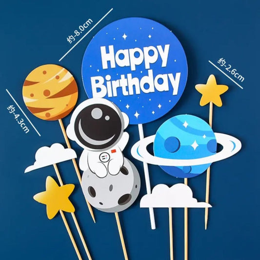 Bakewareind Astronaut Space Theme Cake Topper , 5 Pcs - Bakeware India