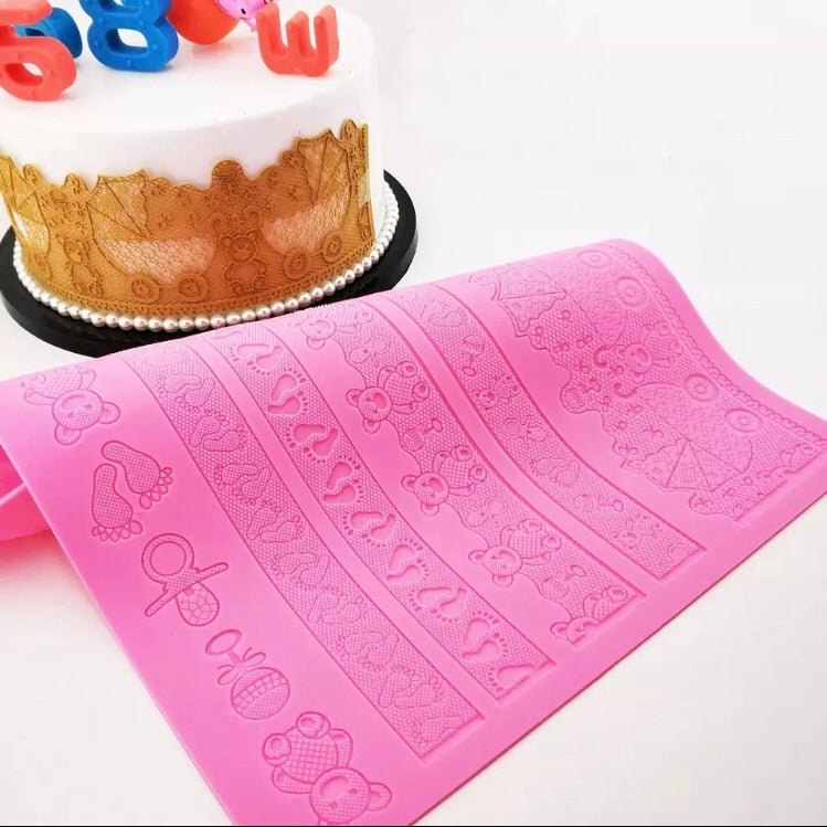 Bakewareind Baby Shower Theme Lace Silicone Mat Chocolate Cake Decorating - Bakewareindia