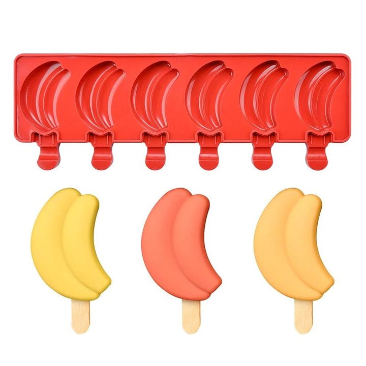 Bakewareind Banana Cakesicle Icecream Silicone Mould, 6 cavity - Bakewareindia