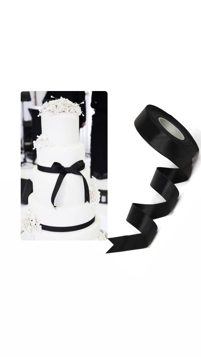 Bakewareind Black satin ribbon cake decorating ,25 yard - Bakewareindia