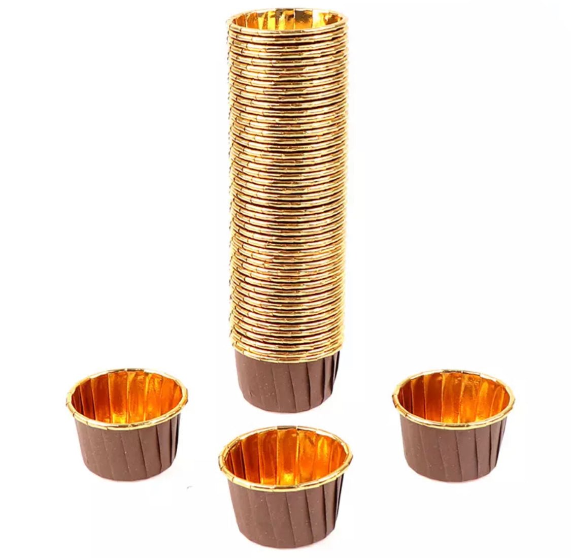 Bakewareind Brown Metallic Muffin cupcake bake liner,50pc - Bakewareindia