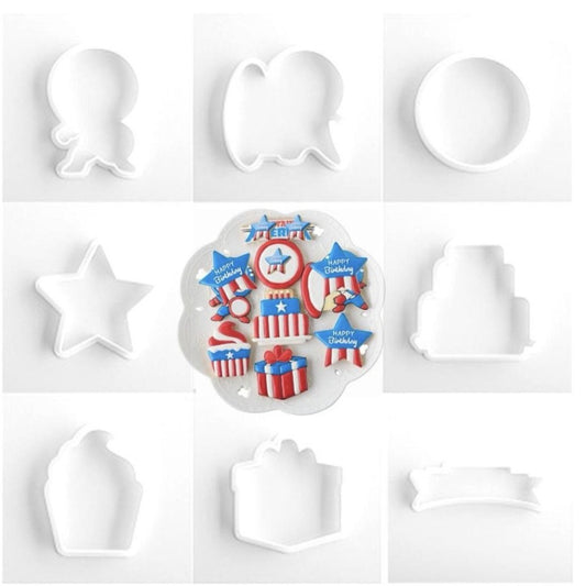 Bakewareind Captain America cookie cutter set of 8 - Bakewareindia