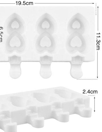 Bakewareind Double Heart Cakesicle Mould, 4 cavity - Bakewareindia