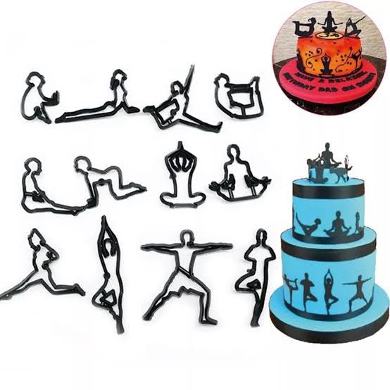 Bakewareind Exercise Yoga Theme Silhouette Cookie Fondant Cutter Set - Bakewareindia