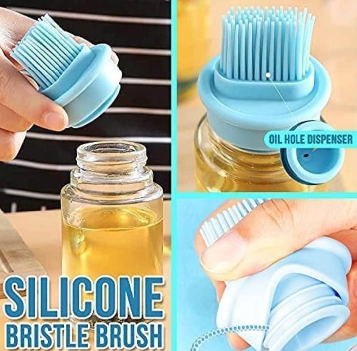 Bakewareind Glass Oil Seasoning Bottle Dispenser with Silicone Rubber Bristle Brush - 150 ml - Bakewareindia