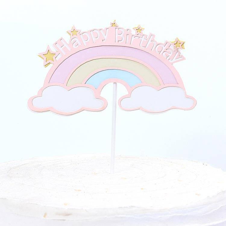 Bakewareind Happy Birthday Rainbow Frill Cake Topper 5pcs Set - Bakewareindia