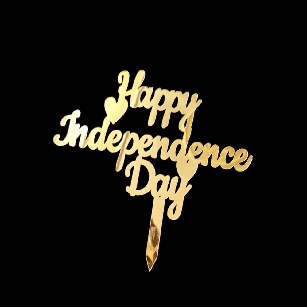 Bakewareind Happy Independence Day Cake Topper , Golden - Bakewareindia