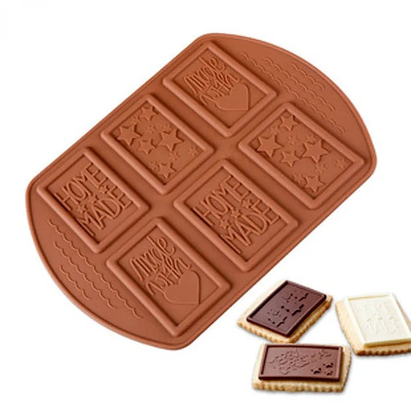 Bakewareind Homemade Heart Star Chocolate Bar Mold Silicone Chocolate Tablet Mould , 6 cavity - Bakewareindia