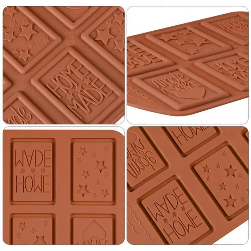 Bakewareind Homemade Heart Star Chocolate Bar Mold Silicone Chocolate Tablet Mould , 6 cavity - Bakewareindia