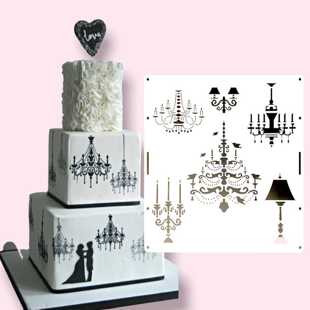 Bakewareind Luxury Chandelier Cake Stencil - Bakewareindia