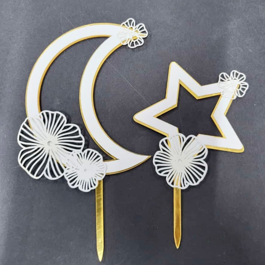 Bakewareind Moon Star Cake Topper, 2 Pc - Bakewareindia