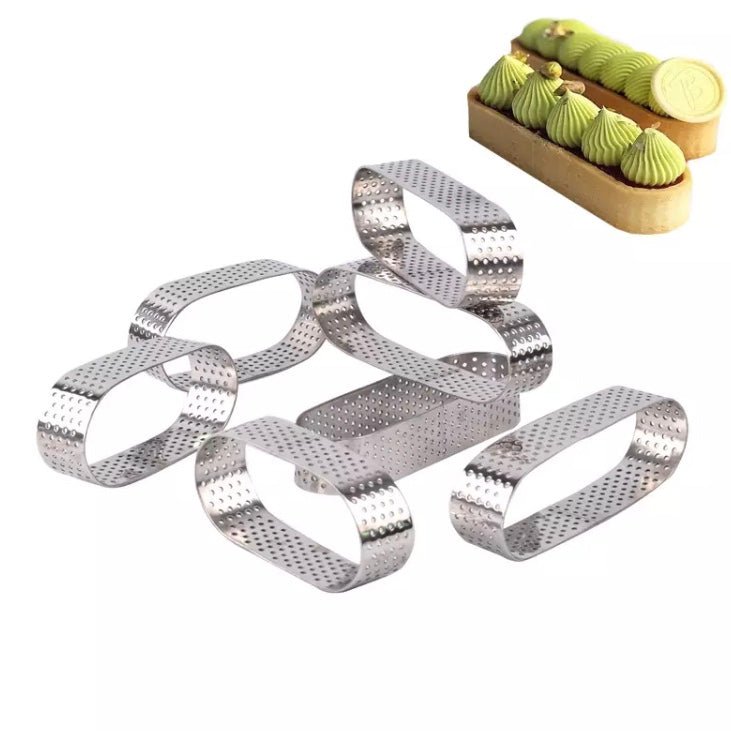 Bakewareind Oval Perforated Tart Rings 6pcs - Bakewareindia