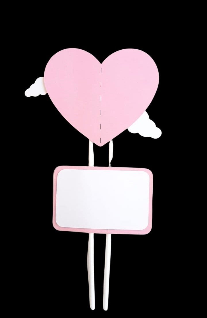 Bakewareind Personalized Message Heart Cake Topper - Bakewareindia