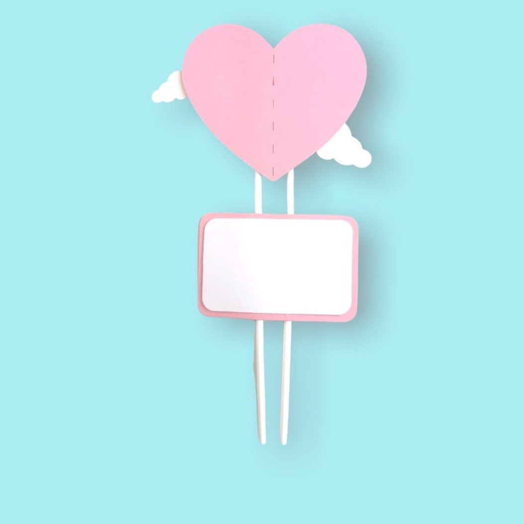 Bakewareind Personalized Message Heart Cake Topper - Bakewareindia
