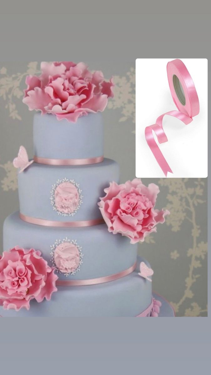 Bakewareind Pink satin ribbon cake decorating ,25yard - Bakewareindia