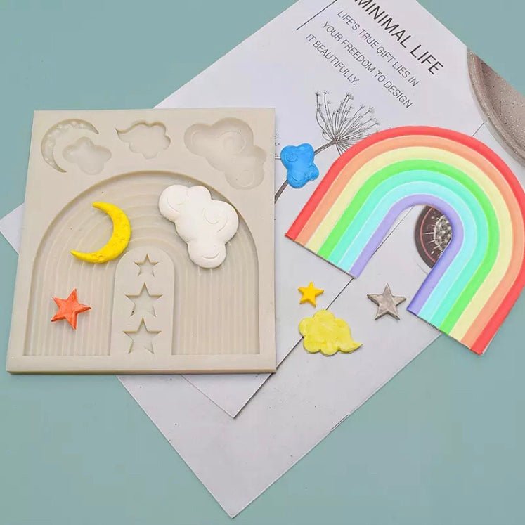 Bakewareind Rainbow Star Moon Cloud Fondant Silicone Chocolate Mould - Bakewareindia