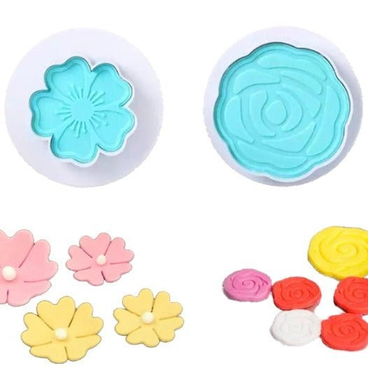 Bakewareind Rose Flower 2 in 1 Plunger Cake Fondant Cutter - Bakewareindia