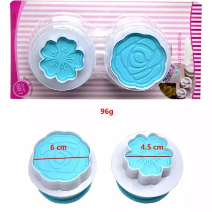 Bakewareind Rose Flower 2 in 1 Plunger Cake Fondant Cutter - Bakewareindia