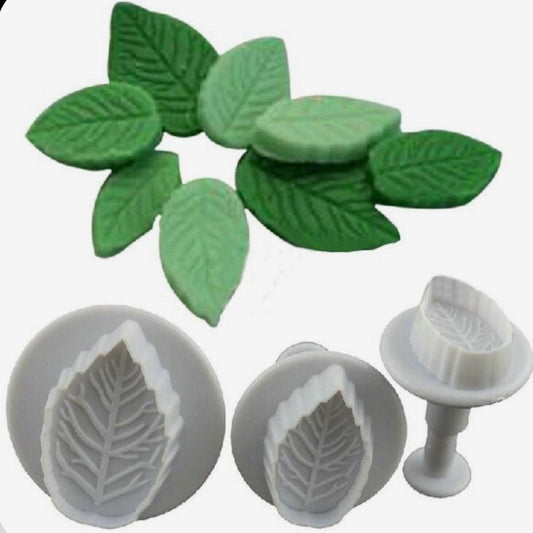 Bakewareind Rose Leaf plunger 3pcs set - Bakewareindia