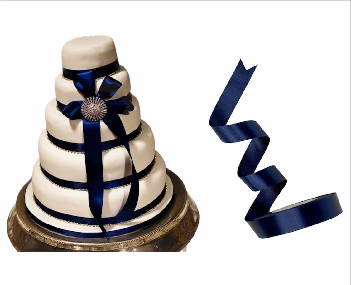 Bakewareind Royal Blue satin ribbon cake decorating ,25yard,12mm - Bakewareindia