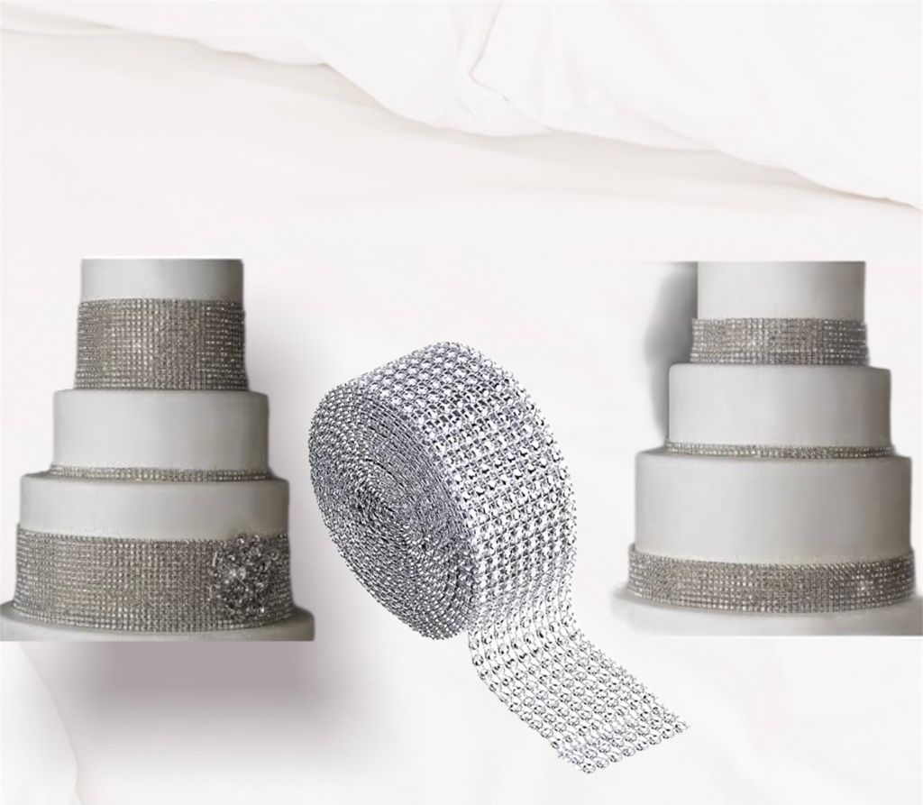 Bakewareind Silver Diamond Mesh Ribbon cake decorating - Bakewareindia