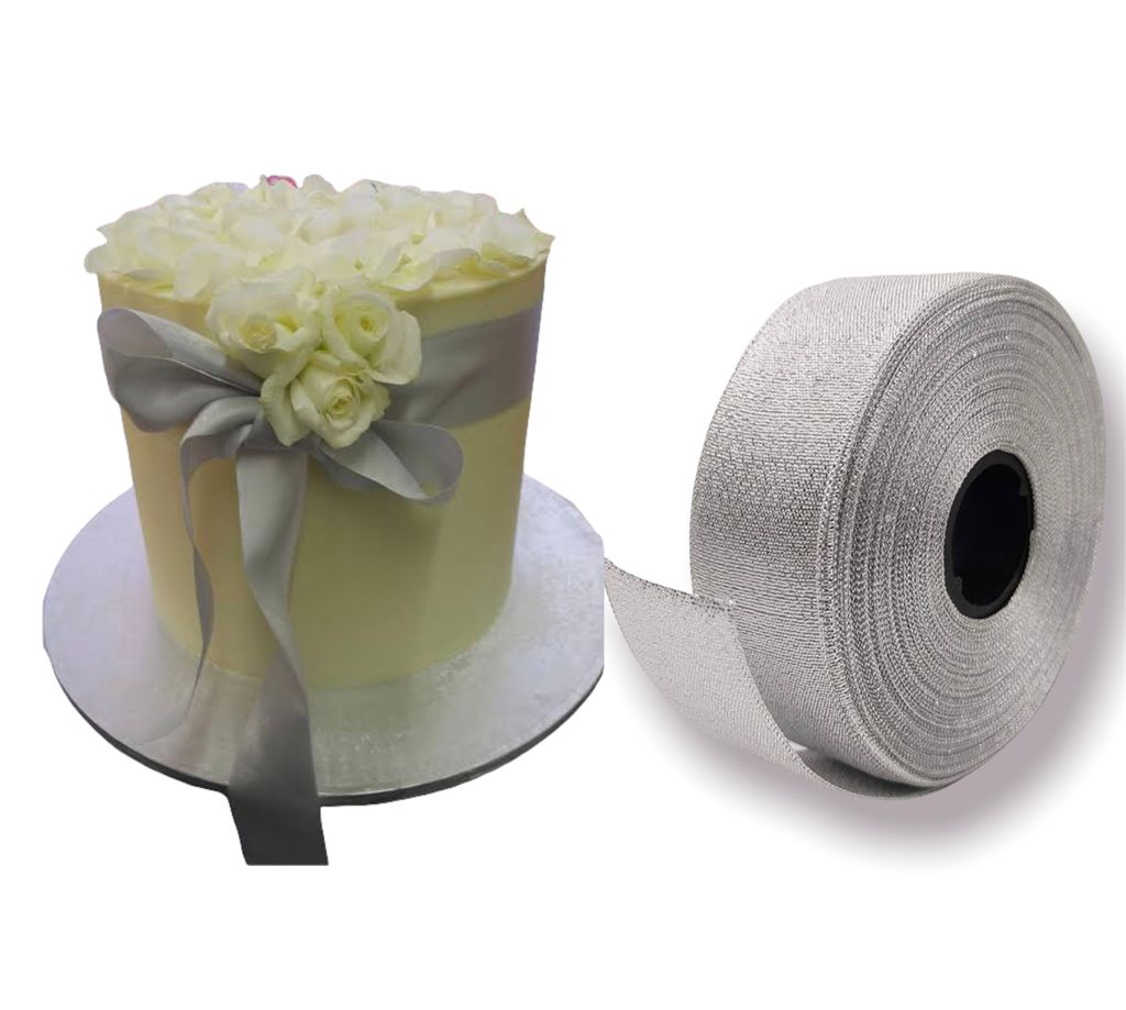 Bakewareind Silver Organza ribbon cake decorating ,25yard - Bakewareindia