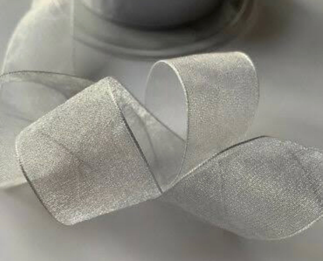Bakewareind Silver Organza ribbon cake decorating ,25yard - Bakewareindia
