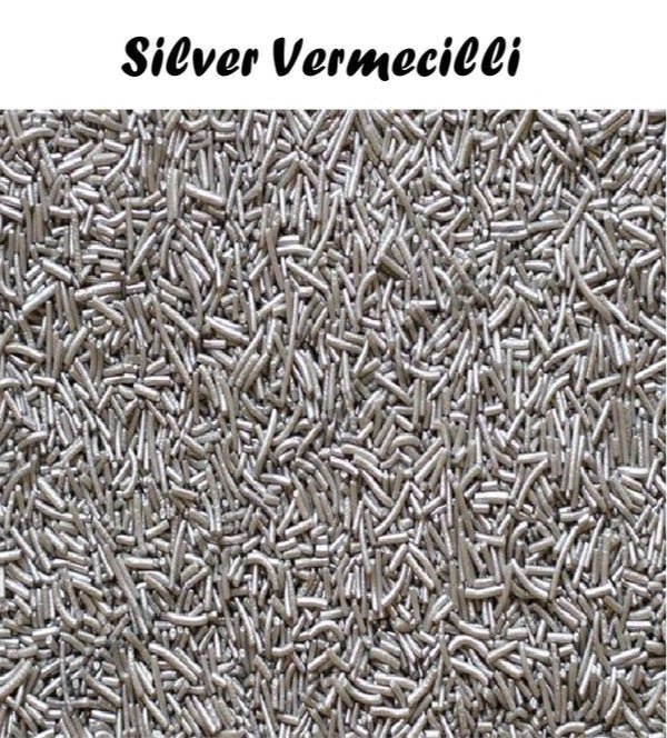 Bakewareind Silver Vermicelli Edible Sprinkles Veg,100gram - Bakewareindia