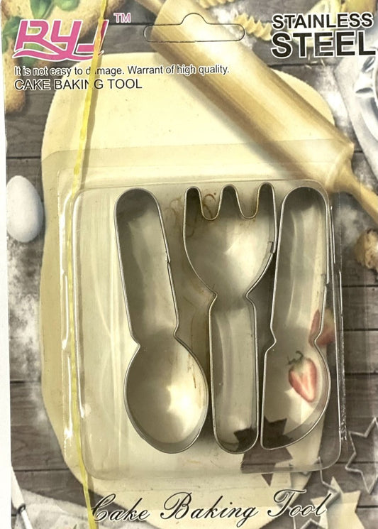 Bakewareind Spoon Fork Knife Cookie Cake Cutter Stainless Steel,3pc - Bakewareindia