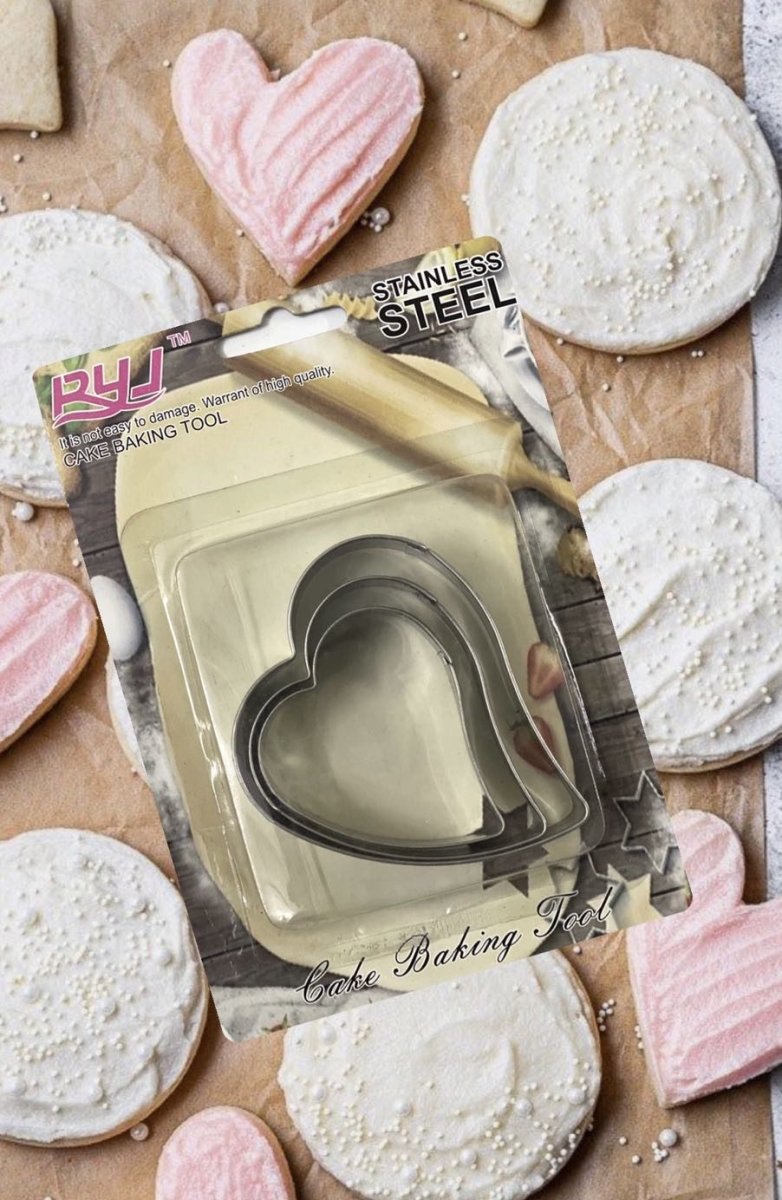 Bakewareind Twisted Heart Cookie Cake Cutter Stainless Steel,3pc - Bakewareindia