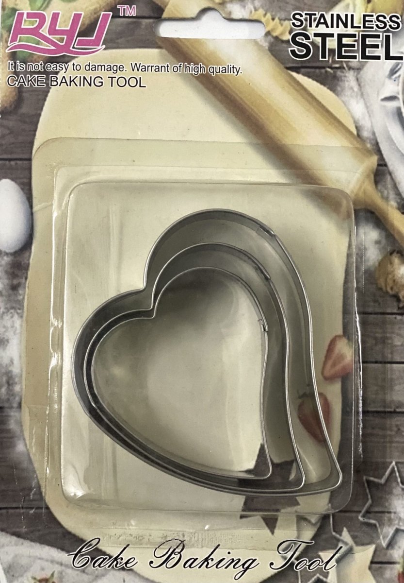 Bakewareind Twisted Heart Cookie Cake Cutter Stainless Steel,3pc - Bakewareindia