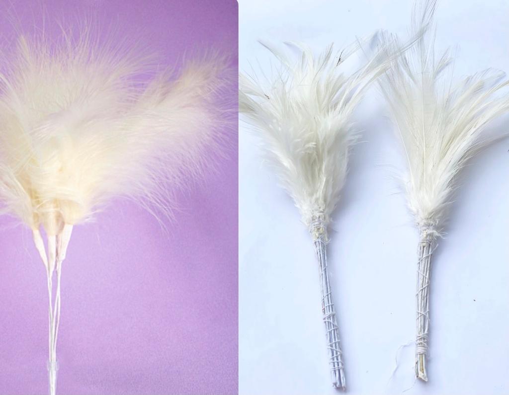 Bakewareind White Small Feather Bouquet Topper,2 bunch - Bakewareindia