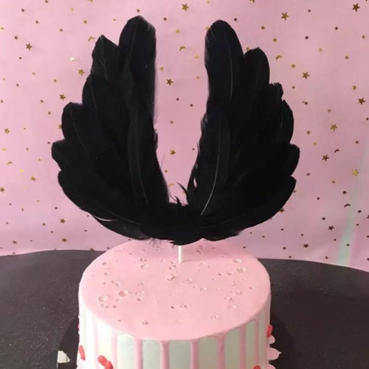 Bakewareind Wing Feather Cake Topper ,Black - Bakewareindia
