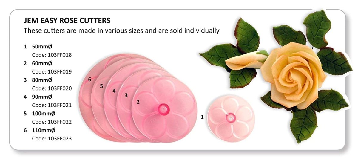 Easy Rose fondant cutter, 6 PIECE SET - Bakewareindia