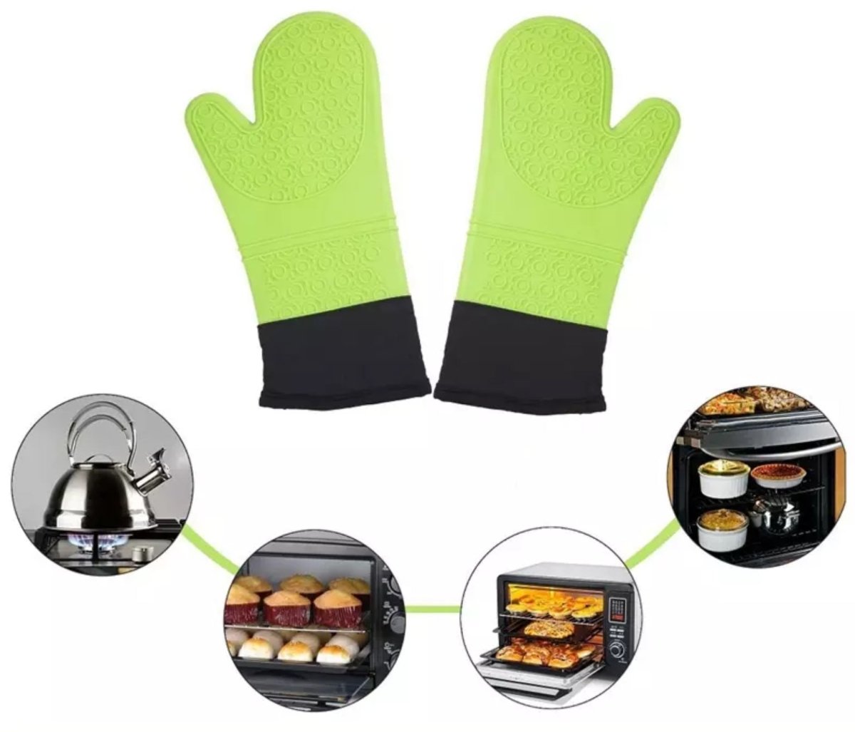 Heat resistant Silicone Oven Gloves with quilted cotton - Bakewareindia