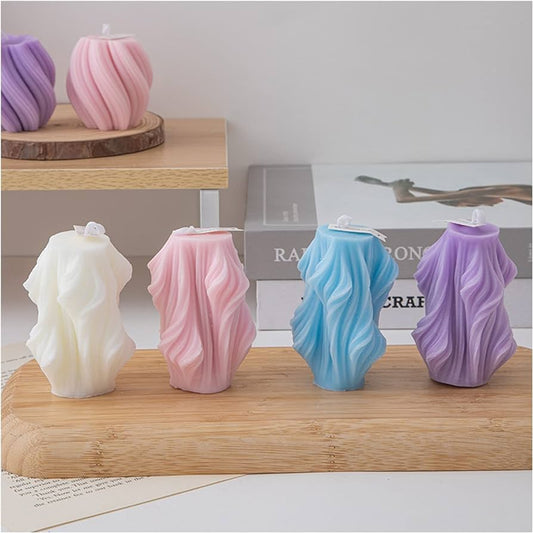 Lyba Moulds 3D Geometric Carved Wave Pillar Candle Silicone Mould - Bakewareindia