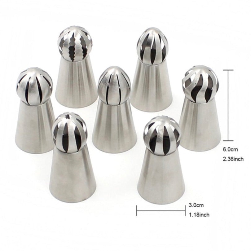 Russian spherical balloon icing nozzle set with piping bag and coupler 6pc set - Bakewareindia