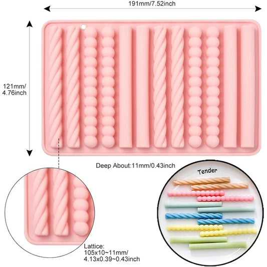 Lyba Moulds Long Stripes Line Lace Silicone Mould Candle Mould ,12 cavity