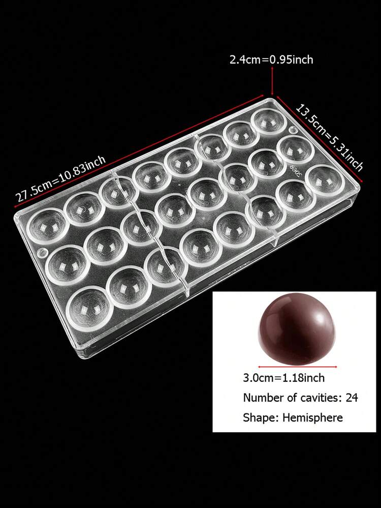 Bakewareind Half Sphere Polycarbonate Chocolate Mould, 24 cavity
