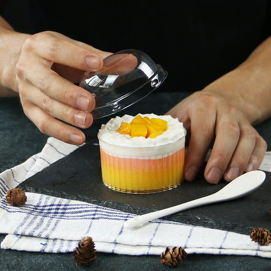 Bakewareindia Transparent Ramekin style Dessert Cup With Dom Lid, 10pcs