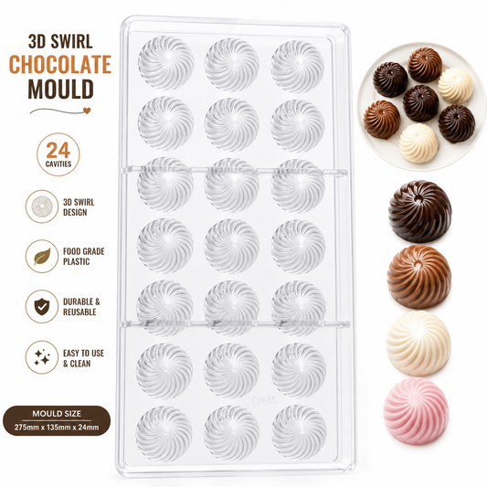 Bakewareind Swirl Dome Shape Polycarbonate Chocolate Mould, 21 cavity